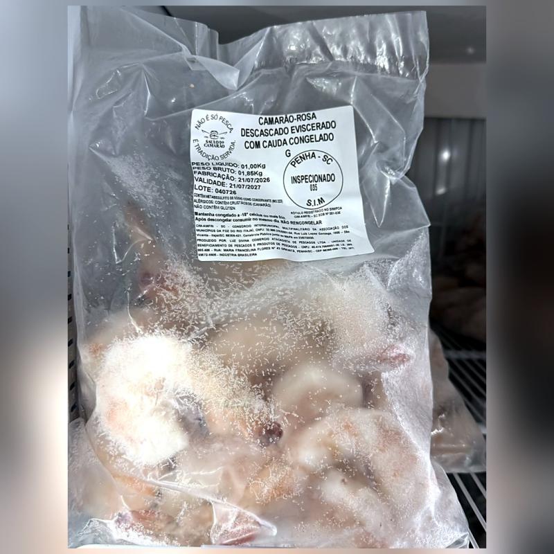 Camarão Rosa Evisc. c/ Cauda 21/30 GG · Pacote 1 kg